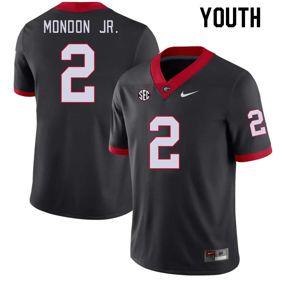 Georgia Bulldogs Youth Smael Mondon Jr. #2 Black Stitched College UGA Football Jersey 23MQ014PA